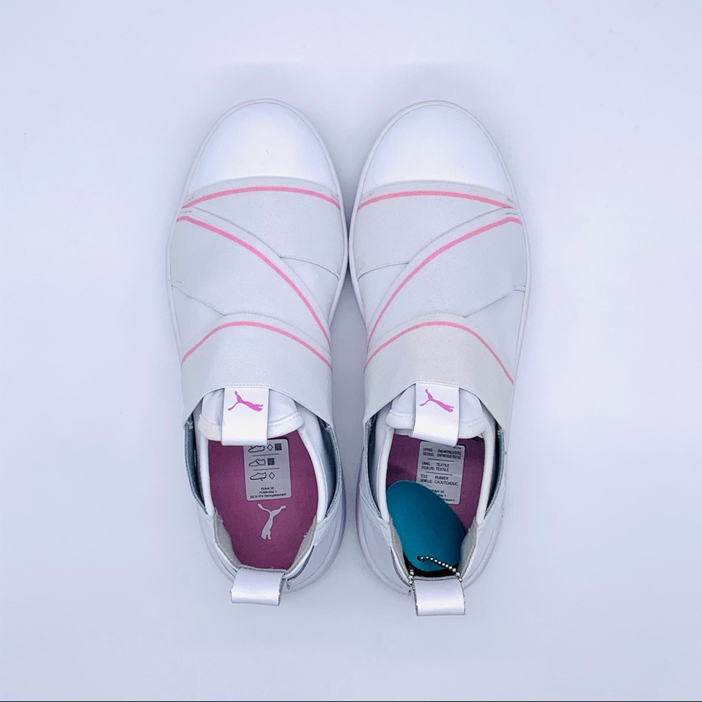 Puma Womens Smash V2 Slip On White-pale Pink Shoes - Picture 9 of 11